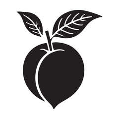Single Peach Silhouette with Leaves