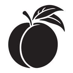 Peach Fruit Silhouette with Leaf Illustration