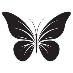 Elegant Black Butterfly Silhouette Vector Illustration
