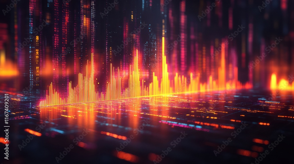 Poster abstract digital visualization of sound waves and data