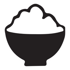 Simple Bowl of Rice Silhouette Vector Illustration for Food Related Designs
