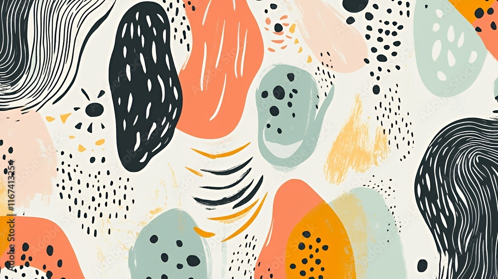 Aufkleber abstract art featuring colorful shapes and patterns