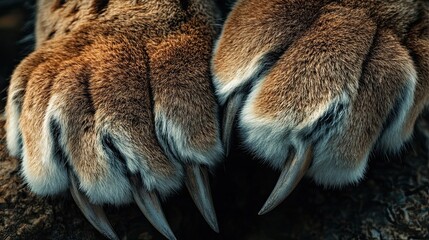 Closeup of a big cats paws and claws
