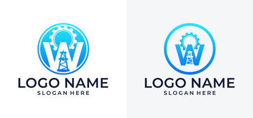 Industrial logo letter w. Stock vector image for logo, logo, sticker, or sticker. Flat style isolated on white background.