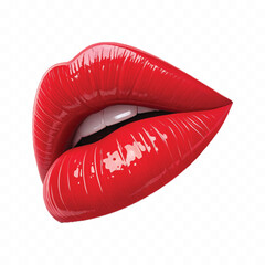 abstract 3d Kissing woman's red lips isolated on white background