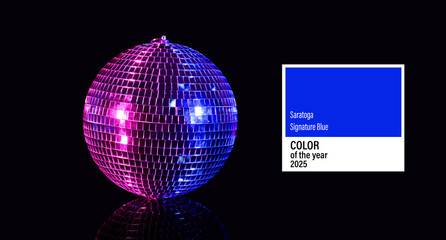 Shiny disco ball on black background