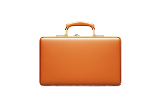 An orange briefcase, typically used for carrying documents or business items.