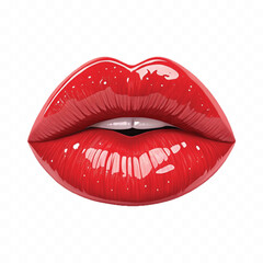 abstract 3d Kissing woman's red lips isolated on white background