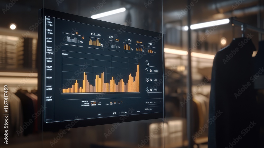 Aufkleber smart display showing business analytics and insights in retail store