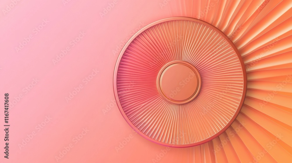 Poster abstract coral pink circular design on gradient background with subtle lighting