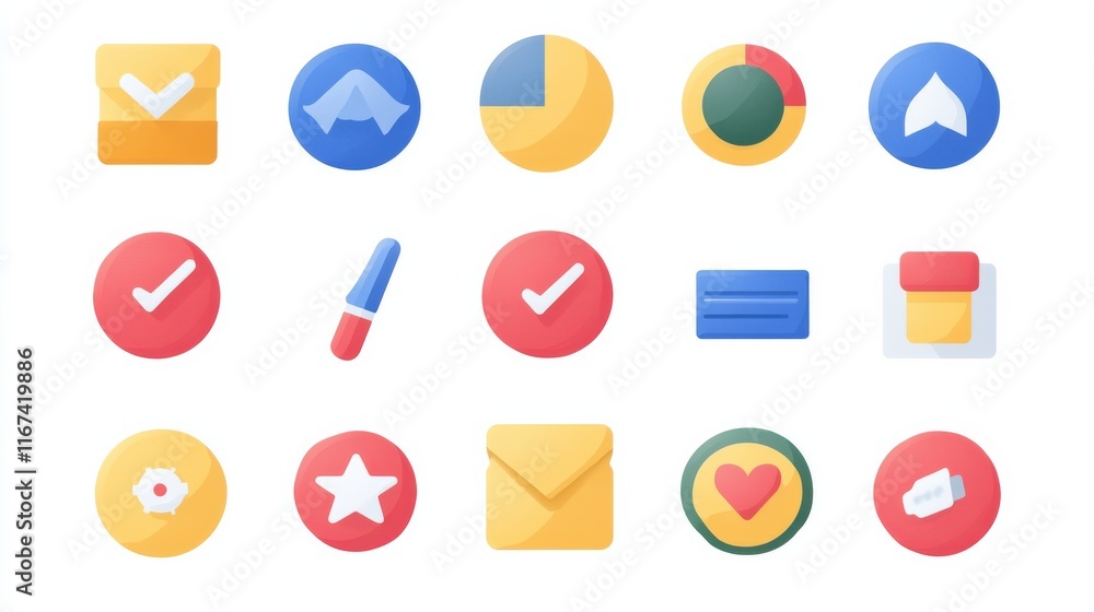 Aufkleber colorful flat design icons for user interface and applications