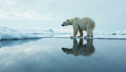 Polar Bear Reflections in Arctic Ice