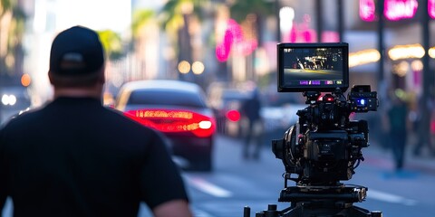 crew filming on hollywood movie set