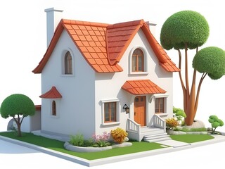 cartoon house in white background