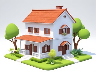 cartoon house in white background