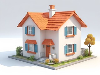 cartoon house in white background