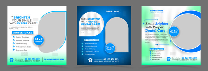 Dentist marketing social media post square banners or healthcare medical banner template