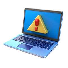 Laptop Screen Displaying Warning Alert Symbol