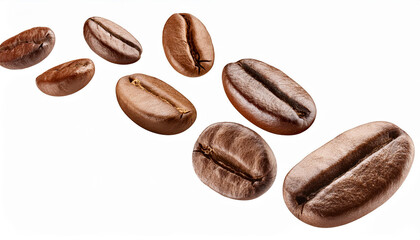 Naklejka premium flying coffee beans on isolated white background