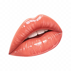 abstract 3d Kissing woman's red lips isolated on white background