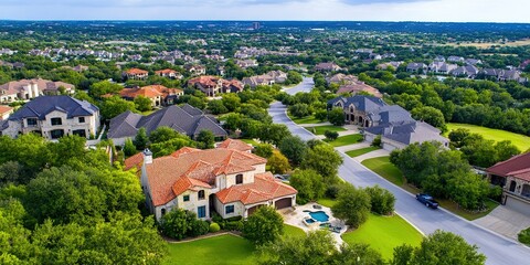 Obraz premium overhead photo of a rural neighborhood