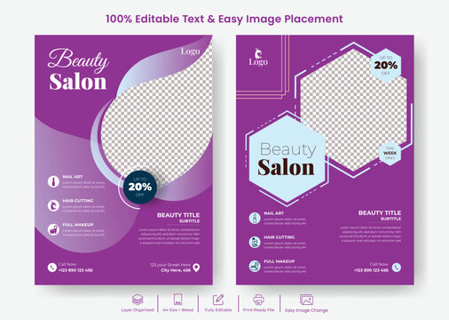 Spa Beauty Salon Flyer or Hair Salon Flyer Print Ready Editable Template Design Suitable For Brochure cover Design