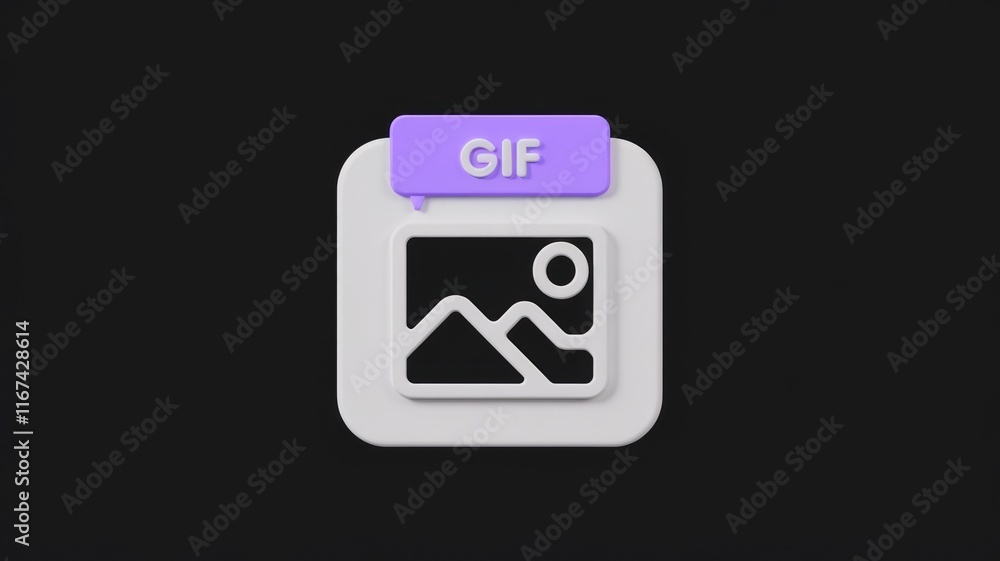 Leinwandbilder 3d render of a gif image icon with a purple label, indicating a graphic file format.