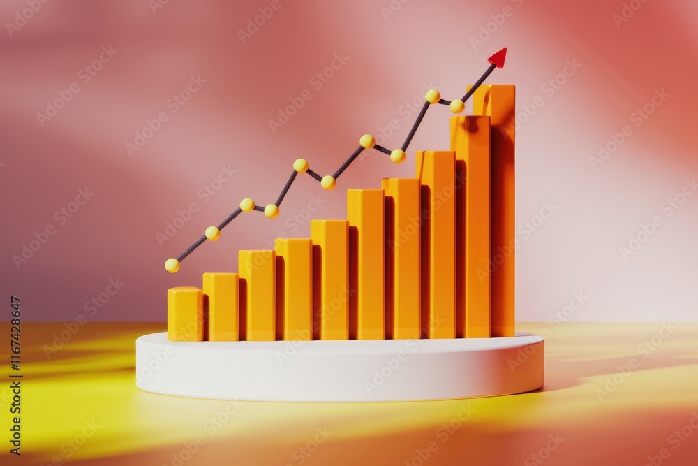Poster an upward trending bar graph showcases exponential growth and progress, symbolizing success and achi