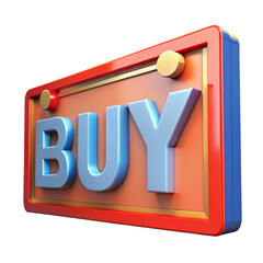 3D Render of a Buy Now Sign with Red and Blue