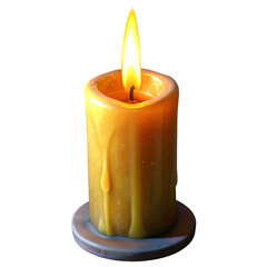 Lit Candle with Wax Drips 