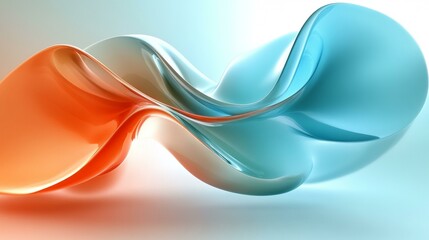 Abstract Fluid Forms in Orange and Blue