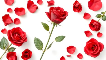 Fototapeta premium Single red rose with transparent background 