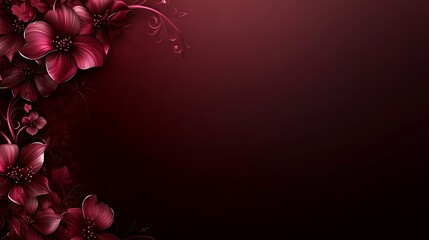 Dark Red Flowers and Swirling Vines Design