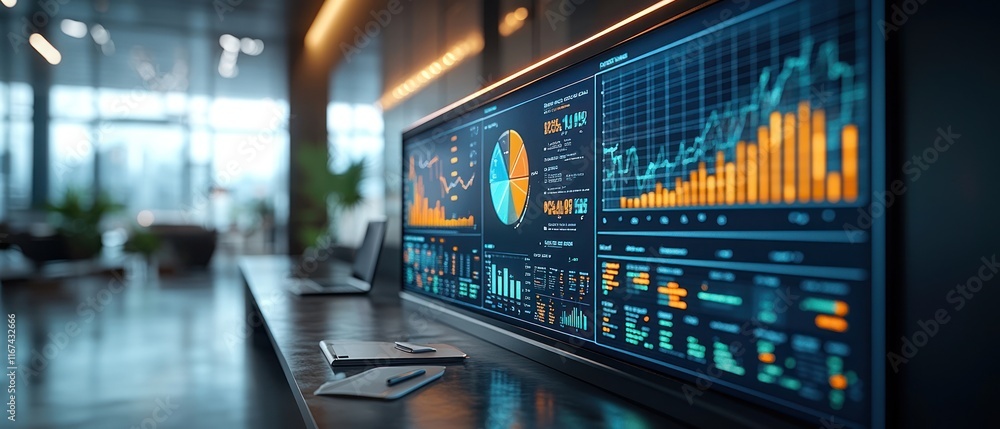 Poster digital dashboard displaying business analytics and data