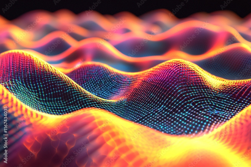 Poster abstract colorful data wave digital network technology background