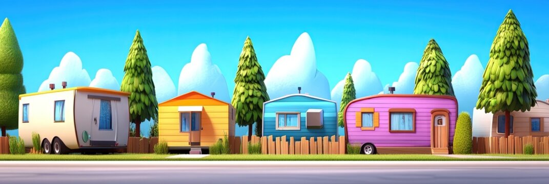 2D cartoon animation modern trailer park 
