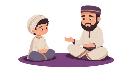 Father-Son Bonding: Flat Cartoon Illustration isolated transparent background