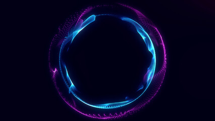 Looped  blue and pink glowing  abstract animation moving in a circle energy sphere. Magical bright motion  background made of ball.Seamleass loop. w