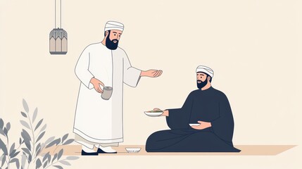 Generous Offering: Minimalist Interaction Illustration