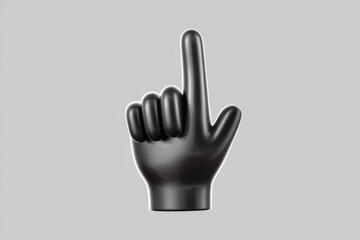Obraz premium A 3D rendered black hand points upwards, suggesting selection, clicking, or direction.