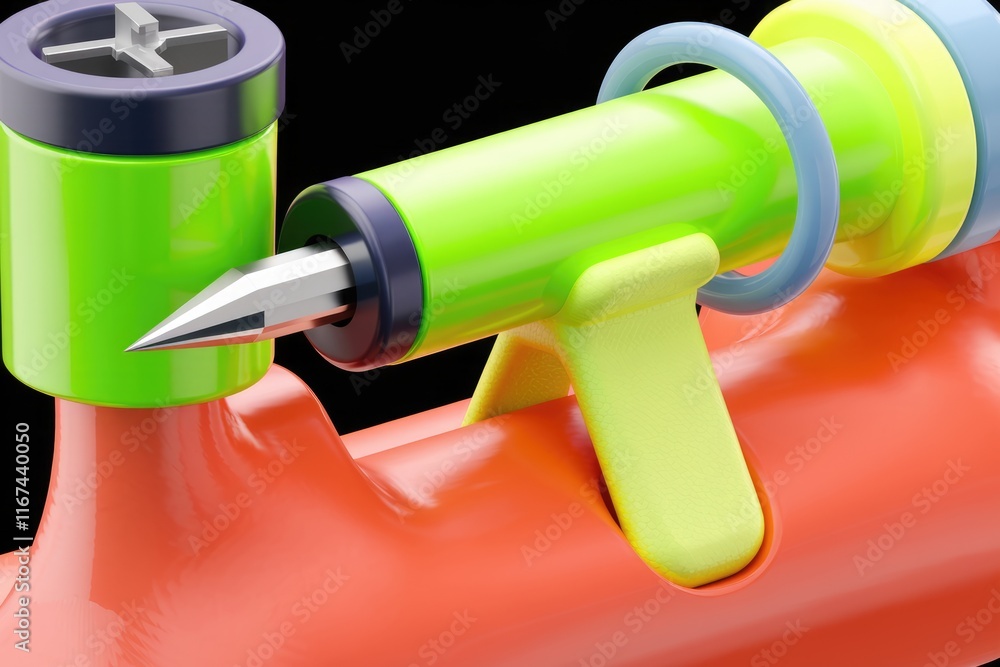 Leinwandbilder Abstract 3D rendering of a colorful, futuristic device with a sharp point.