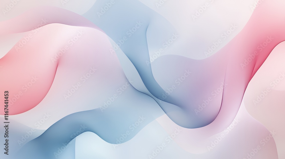 Poster abstract pastel waves flowing gently across a soft background