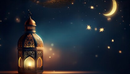 Ramadan Kareem Lanterns and Crescent Moon Decoration Backgrounds