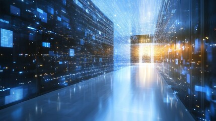 Obraz premium Futuristic Data Center Corridor