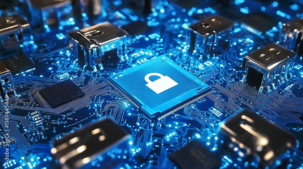 Aufkleber secure circuit board with lock symbol