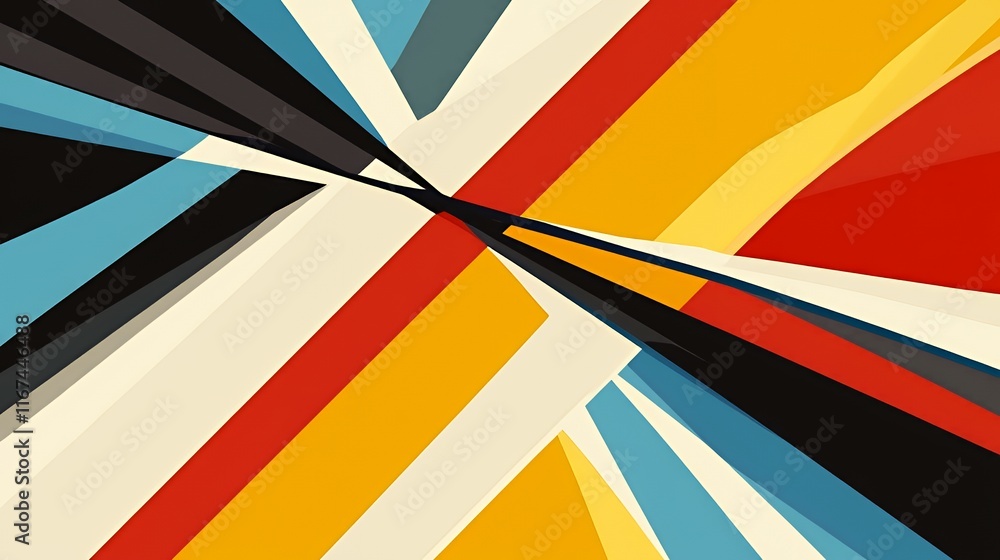 Poster abstract colorful diagonal lines converging design