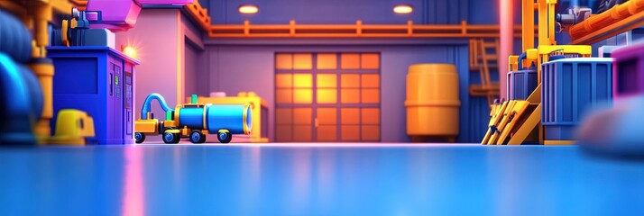 2D animation cartoon modern factory