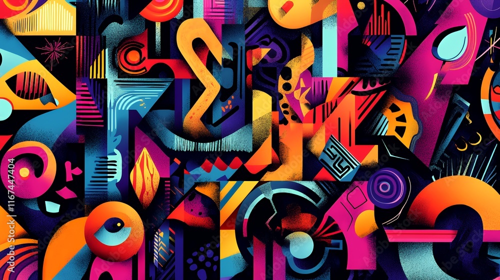 Poster abstract colorful geometric pattern design artwork