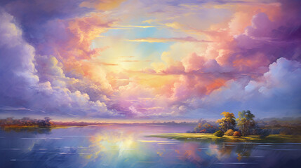Serene Sunset Landscape Painting