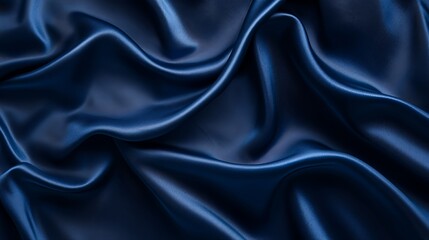 Obraz premium Dark Blue Silk Draped Fabric Texture Background